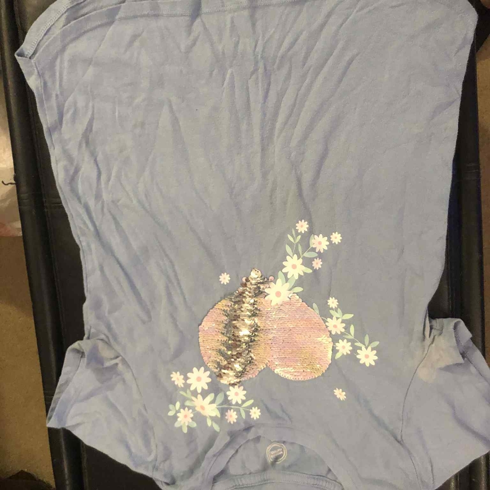 Wonder Nation Blue Short Sleeve Tee with Sequin Heart